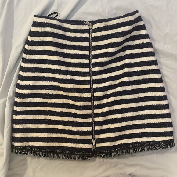 SONIA BY SONIA RYKIEL NAVY BLUE WHITE STRIPE ZIP BACK MINI SKIRT - Picture 2 of 3